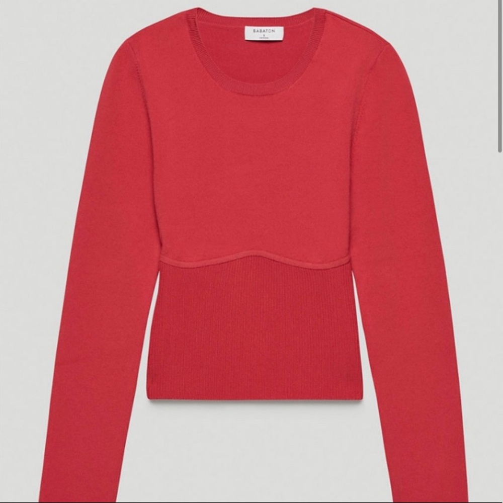 Aritzia Babaton Refinery red knit sweater NWOT
